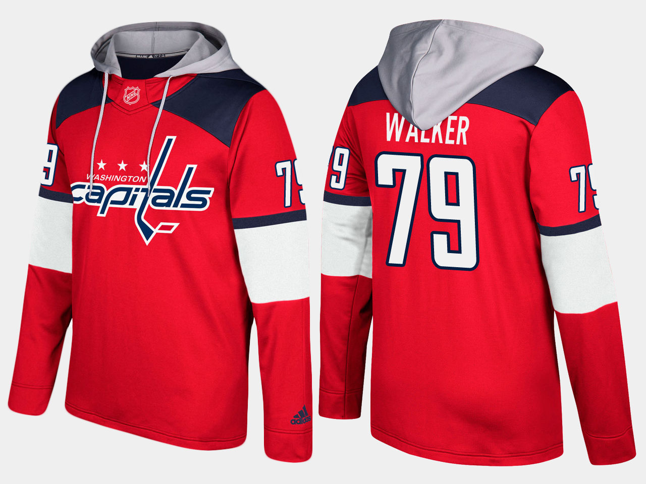 Men NHL Washington capitals 79 nathan walker red hoodie